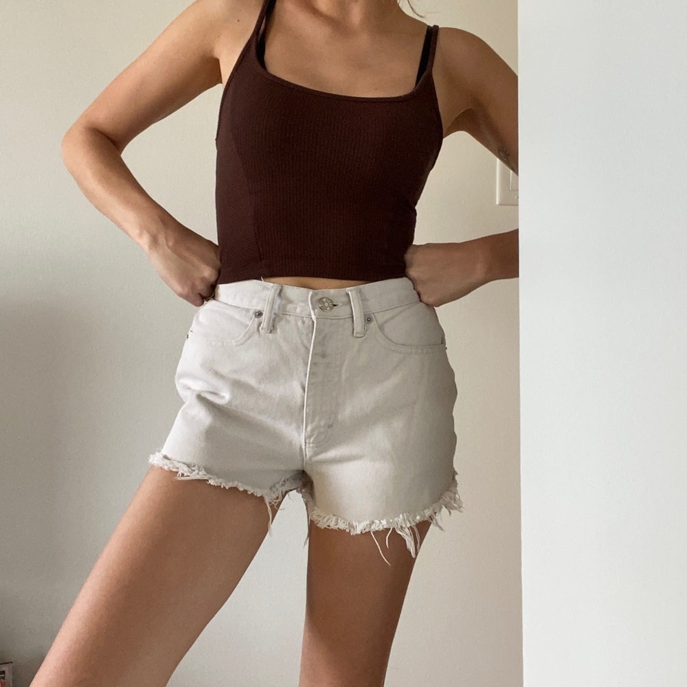 Vintage 90s J. Crew High Waisted Ivory Denim Shorts